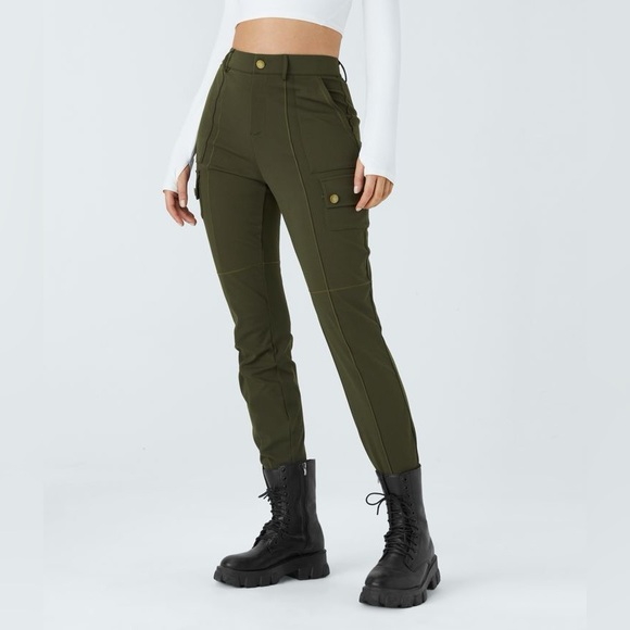 HALARA high Waisted Button Zipper Multiple Pockets Skinny Cargo Pants S - Picture 1 of 3